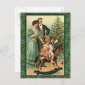 Cartes d'art Vintages de Noël Rocse Horse (Devant / Derrière)
