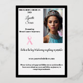 Cartes d'autographe de concours de beauté en feuil (Verso)