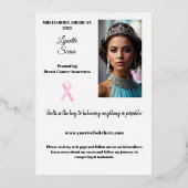 Cartes d'autographe de concours de beauté en feuil (Verso)