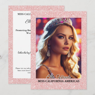 Cartes d'autographe de concours de beauté Glitter