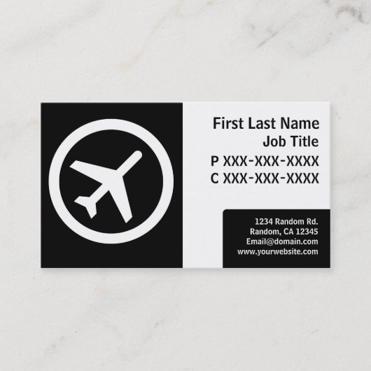 Cartes d'avion simples en noir (Devant)