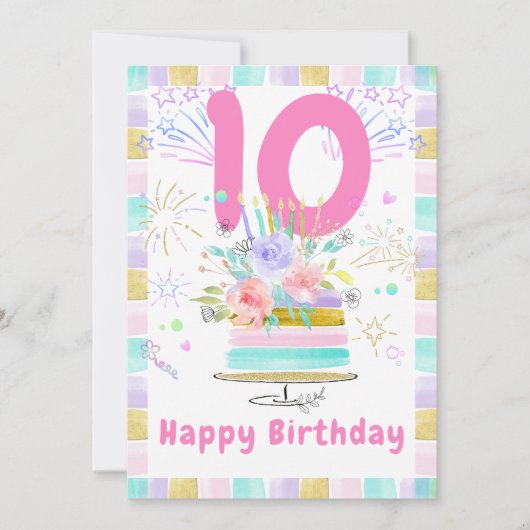 Cartes de 10e anniversaire pour les filles (Devant)