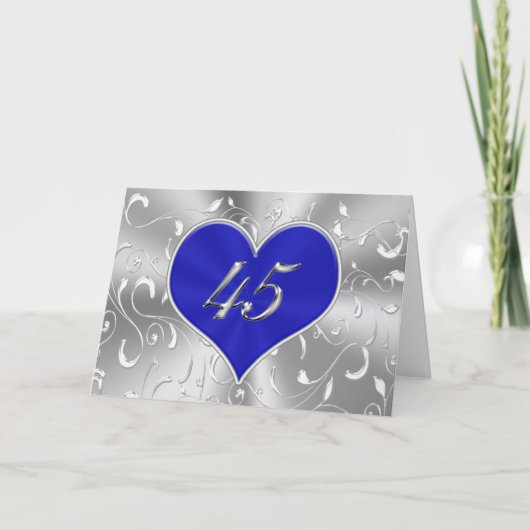 Cartes de 45e anniversaire de mariage bleues pas c (Devant)
