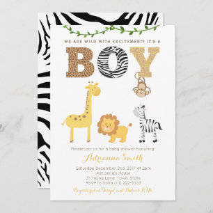 Cartes de Baby shower pour animaux Safari, poster