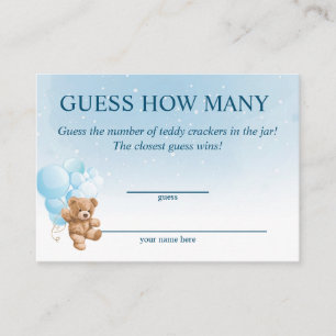 Cartes de Baby Shower pour deviner combien d'ours 