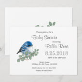 Cartes de Baby shower pour oiseaux de Paruline Ble (Devant / Derrière)