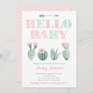Cartes de Baby shower vert rose poire cactus