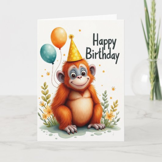 Cartes de ballons singe mignon (Devant)
