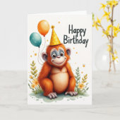 Cartes de ballons singe mignon (Fleur jaune)