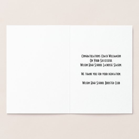 Cartes de banquet de Merci de crosse ou de command (Intérieur)