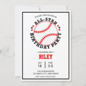 Cartes de base-ball Invitation de fête d'anniversa (Dos)