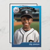 Cartes de base-ball Photo Anniversaire Fête Invita (Devant / Derrière)