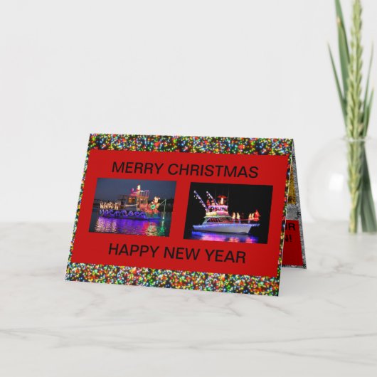 Cartes de bateaux avec lumières de Noël (Devant)