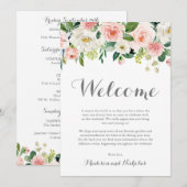 Cartes de bienvenue de l'hôtel Mariage rose blanc (Devant / Derrière)