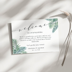 Cartes de bienvenue du Mariage de feuillage tropic