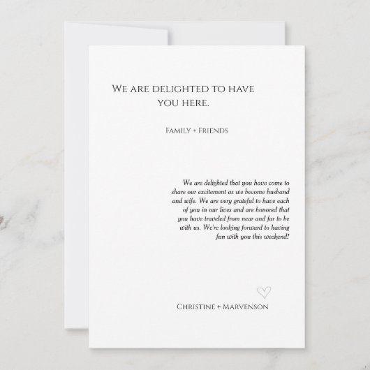 Cartes de bienvenue et d'itinéraire de mariage de  (Devant)