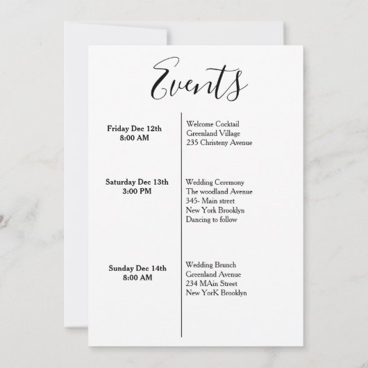 Cartes de bienvenue et d'itinéraire de mariage pou (Dos)