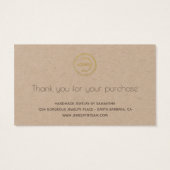 Cartes de bijoux Instructions avec logo Kraft (Dos)