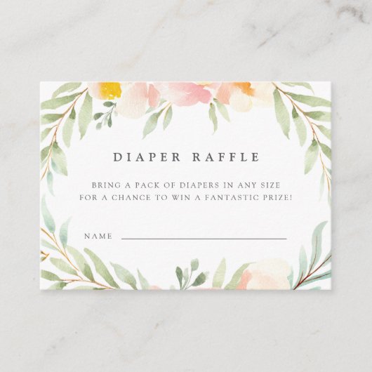 Cartes de billets Airy Floral Baby shower Diaper (Devant)