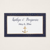 Cartes de billets de boisson Navy avec Ancre Dorée (Dos)