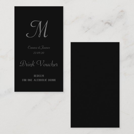 Cartes de billets pour Mariage noir simple (Devant / Derrière)