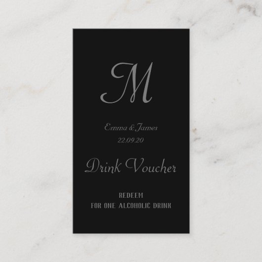 Cartes de billets pour Mariage noir simple (Devant)