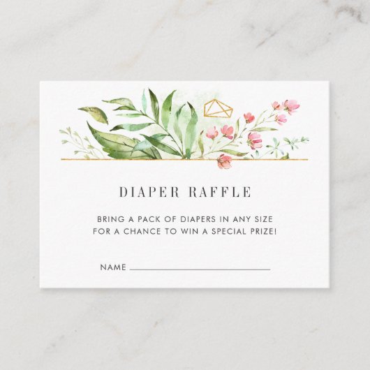 Cartes de billets Wild Floral Baby shower Diaper (Devant)