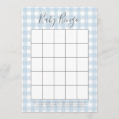 Cartes de Bingo Baby shower Garçon Blue En vichy (Devant)