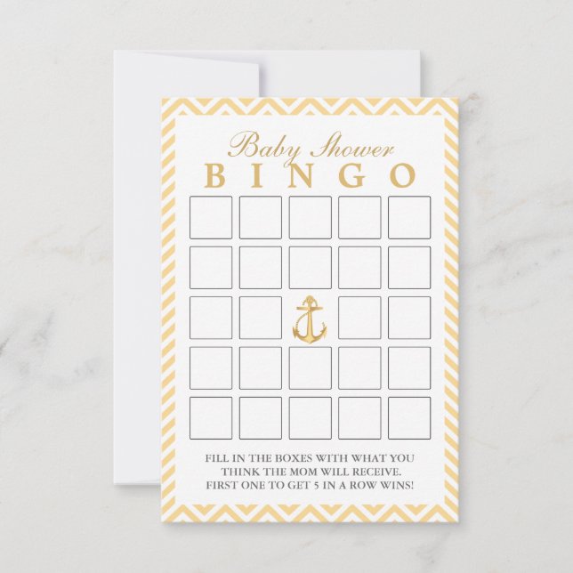 Cartes de Bingo Baby shower Nautique Chevron Strip (Devant)