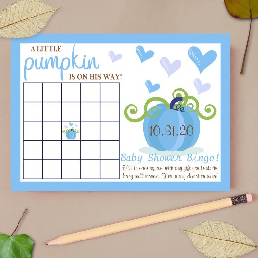 Cartes de Bingo Baby showers pour petits Citrouill