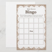 Cartes de bingo Burlap and Lace Baby shower (Devant / Derrière)