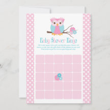Cartes de bingo de Baby shower de la chouette