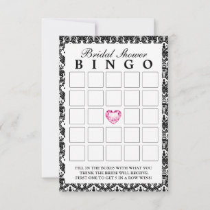 Cartes de Bingo de Coeur Diamant Classé Damask