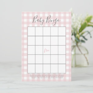 Cartes de bingo de douche à En vichy rose GIrl
