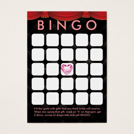 Cartes de Bingo de luxe Diamond Heart Fête des mar (Devant)