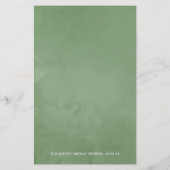 Cartes de Bingo de Mariage à l'Aquarelle en Vert d (Dos)