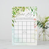 Cartes de Bingo de Mariage à l'Aquarelle en Vert d (Debout devant)