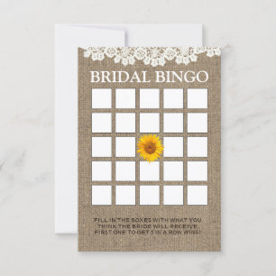 Cartes de Bingo de Mariage Champêtre avec Tourneso