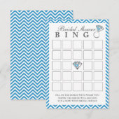 Cartes de Bingo Fête des mariées Blue Chevron (Devant / Derrière)