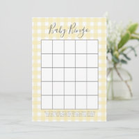 Cartes de Bingo Jaune En vichy Baby shower