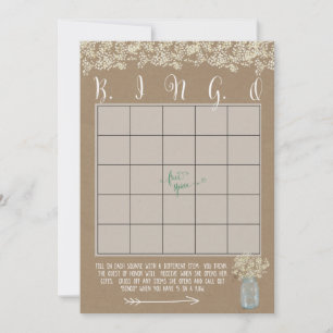Cartes de Bingo pour Baby Shower au Jar Mason avec