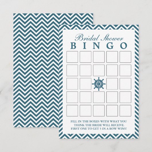 Cartes de Bingo pour Baby Shower Thème Gouvernail  (Devant / Derrière)