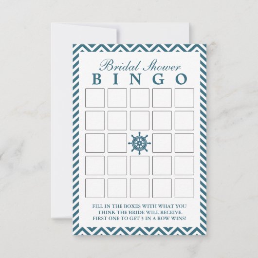 Cartes de Bingo pour Baby Shower Thème Marin Zigza (Devant)