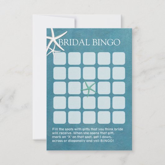 Cartes de Bingo pour la Fête de Mariage de Plage É (Devant)