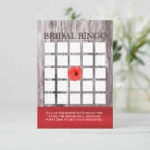 Cartes de Bingo pour la Mariée Fleur Rouge & Bois (Debout devant)