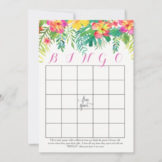 Cartes de Bingo Tropical Hawaiian Douche (Devant)