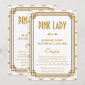 Cartes de Boisson de Mariage Art Déco Blanc (Devant / Derrière)