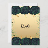 Cartes de boissons de fleurs de roses d'or vert (Devant)