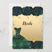 Cartes de boissons de fleurs de roses d'or vert (Dos)