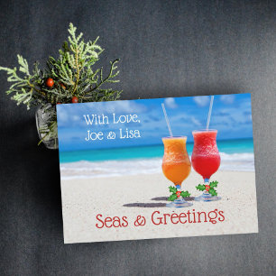 Cartes de Boissons de Noël Tropicales dans le Sabl